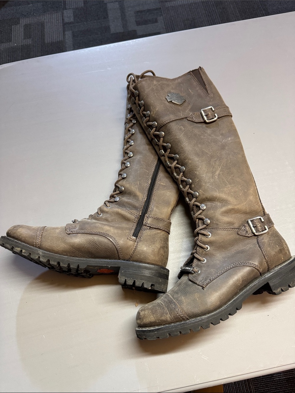 Harley-Davidson Brown Lace-Up Leather Riding Boots